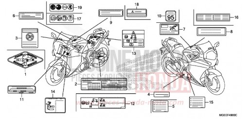 ETIQUETTE DE PRECAUTIONS VFR1200FF de 2015
